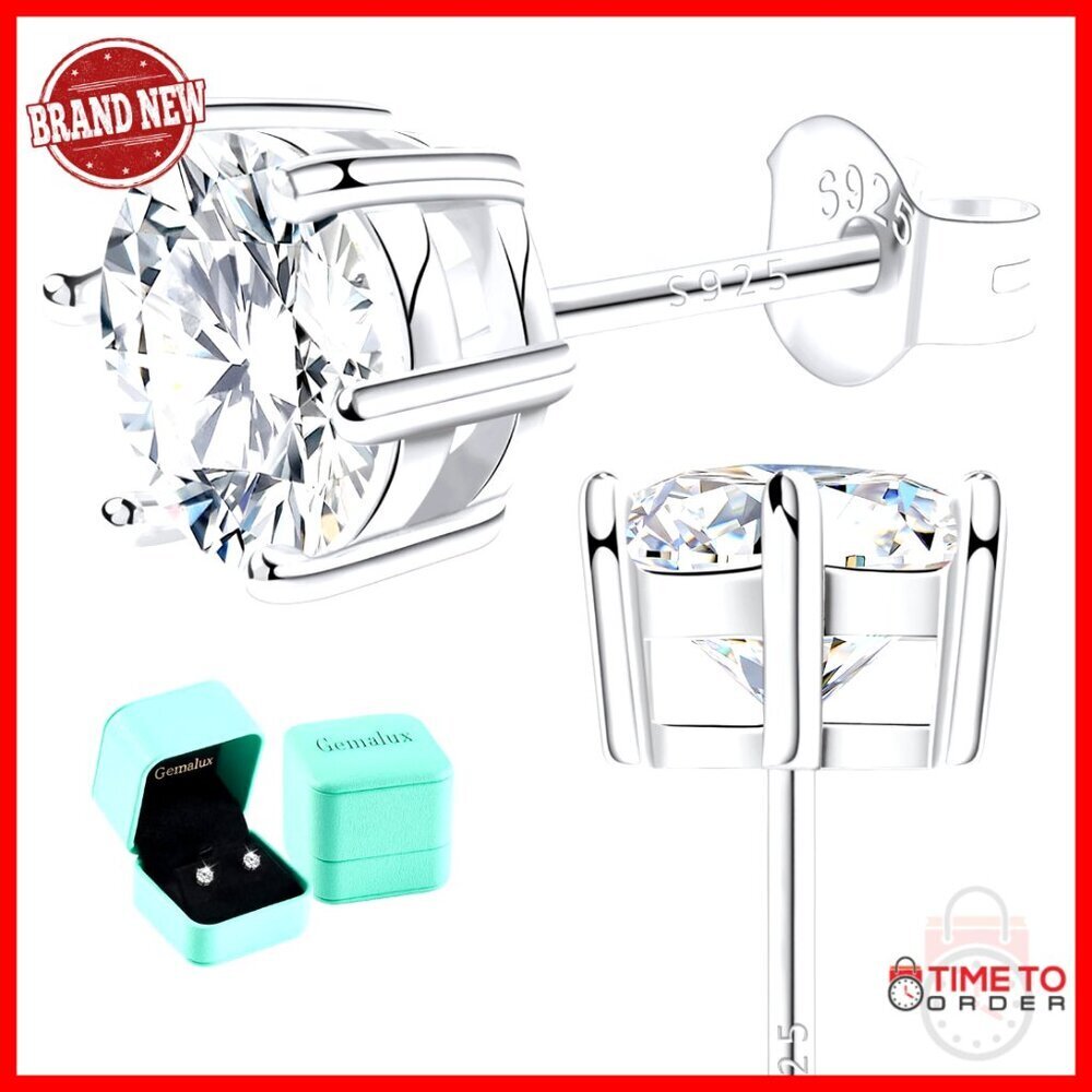 Moissanite Stud Earrings 0.6-3.0ct Sterling Silver 14K Gold Plated